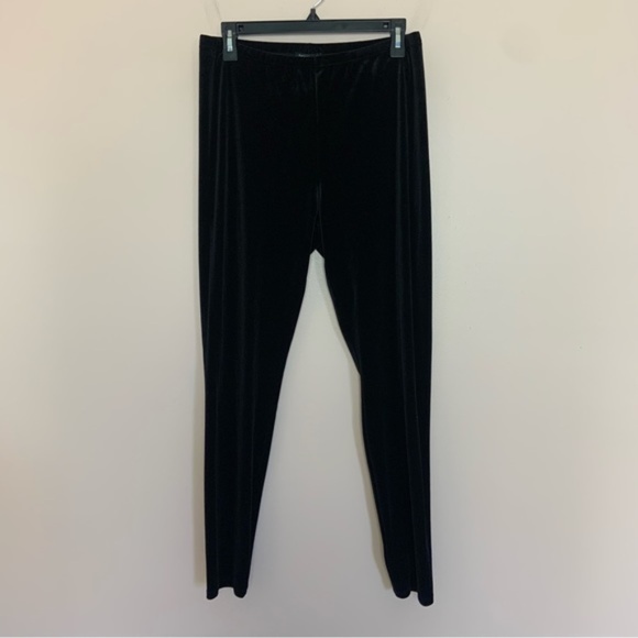 NWT New Eileen Fisher Black Ankle Length Slim Fit Stretch Velvet Knit Leggings - Picture 4 of 7